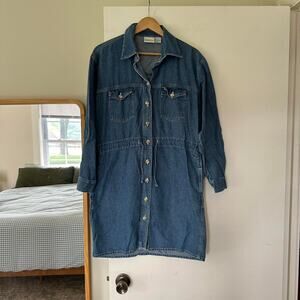 Vintage Denim Long Sleeve Button‎ Down Mini Dress Size 4
